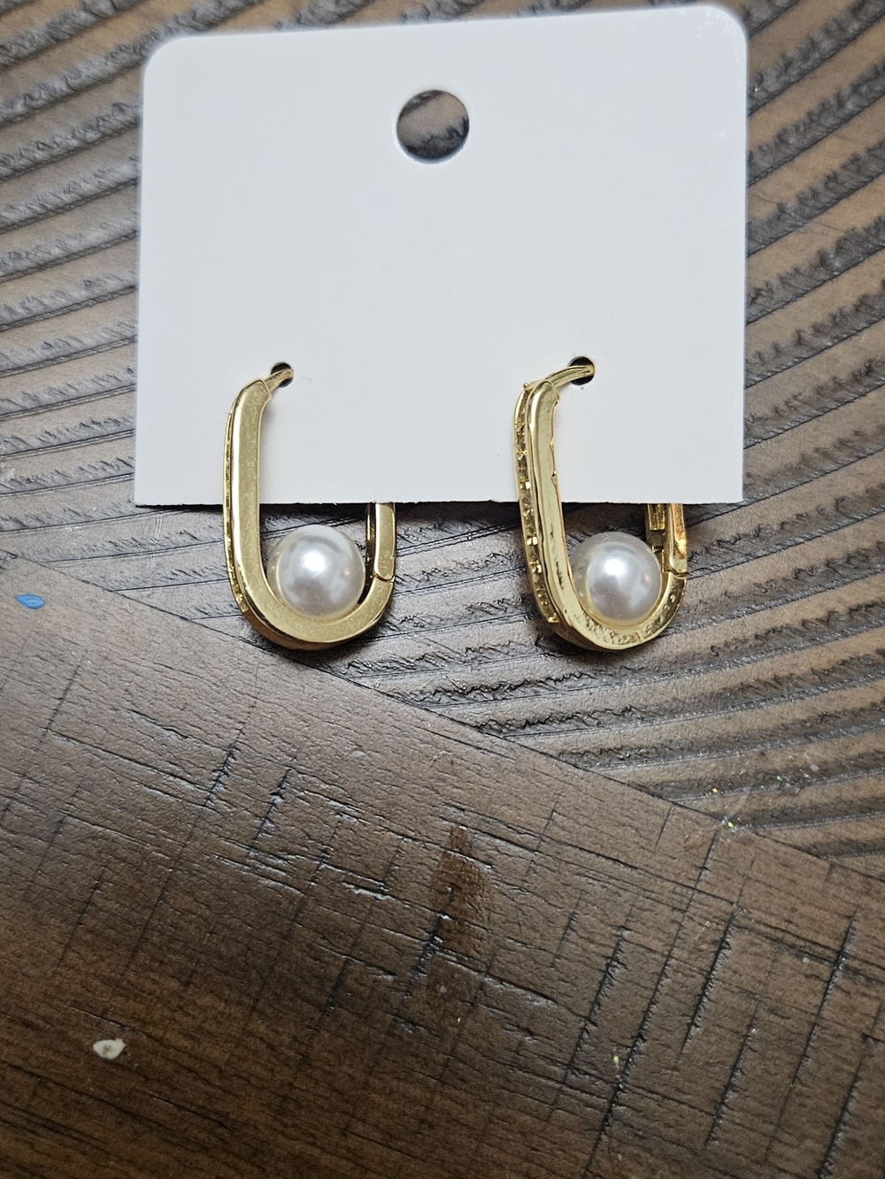 Gold Hoop Earrings with Pearl Accent - Women Jewelry